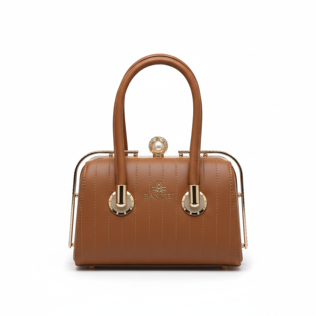 ELORE Gold-Frame Pleated Evening Bag