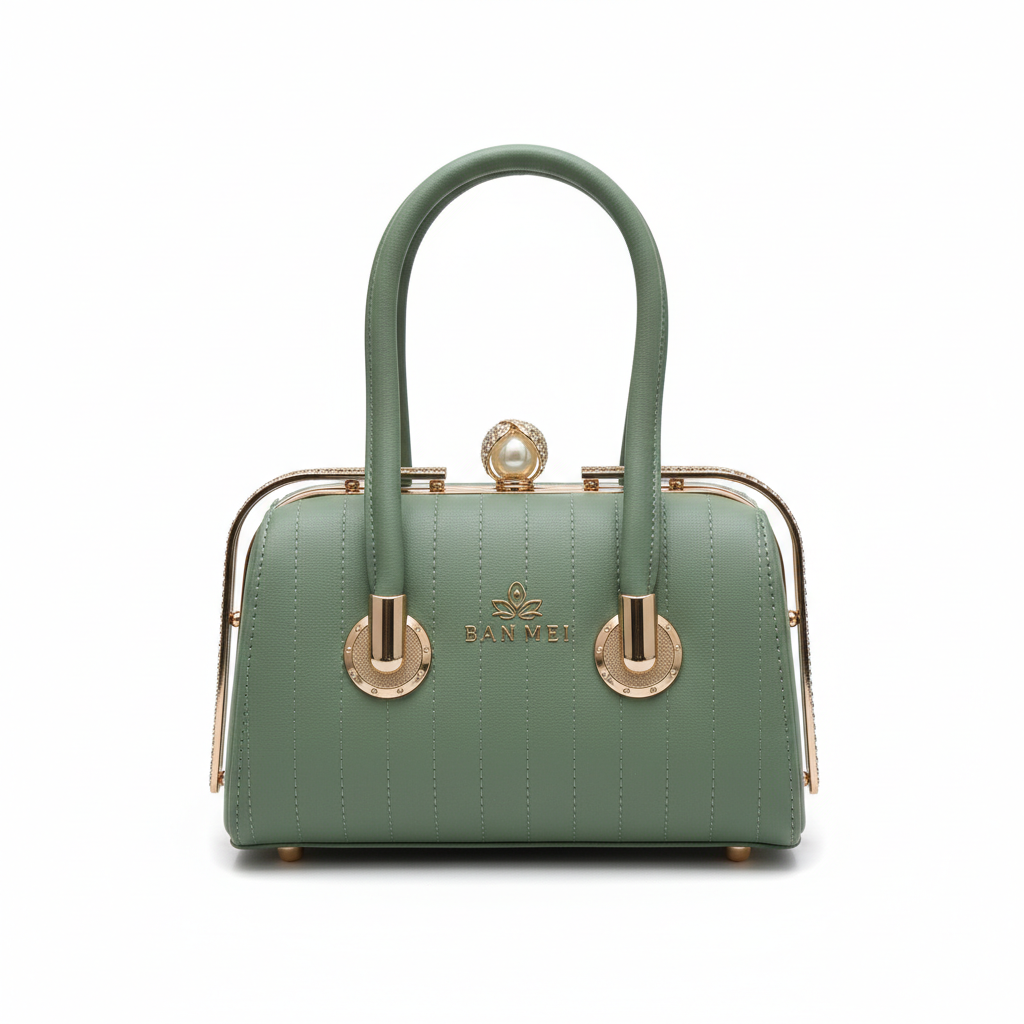 ELORE Gold-Frame Pleated Evening Bag