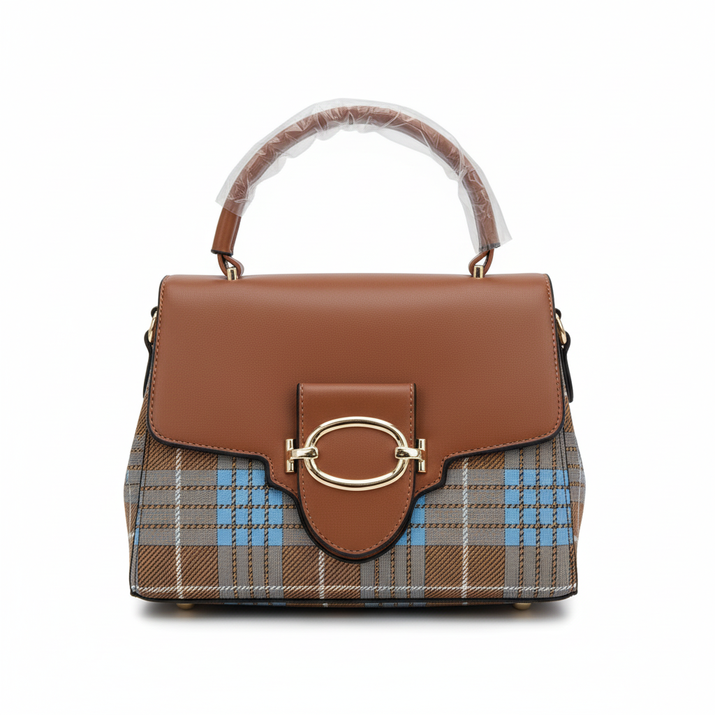 Checkered Mini Top Handle Handbag – ELORE Luxury Structured Purse for Women