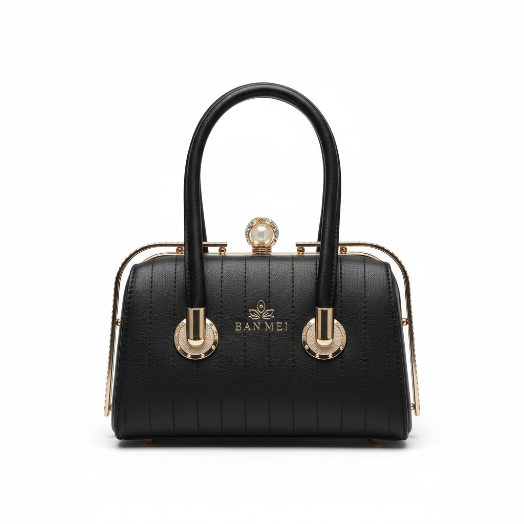 ELORE Gold-Frame Pleated Evening Bag