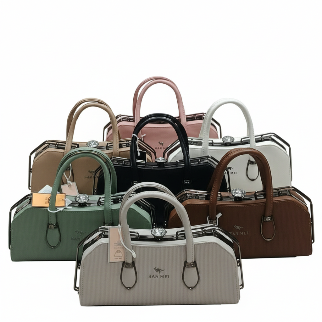 ELORE Metal-Frame Bar Satchel Bag (Top Handle)