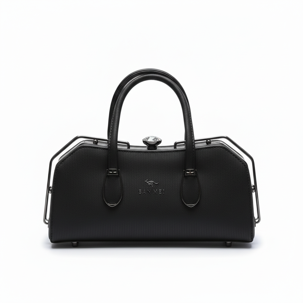 ELORE Metal-Frame Bar Satchel Bag (Top Handle)