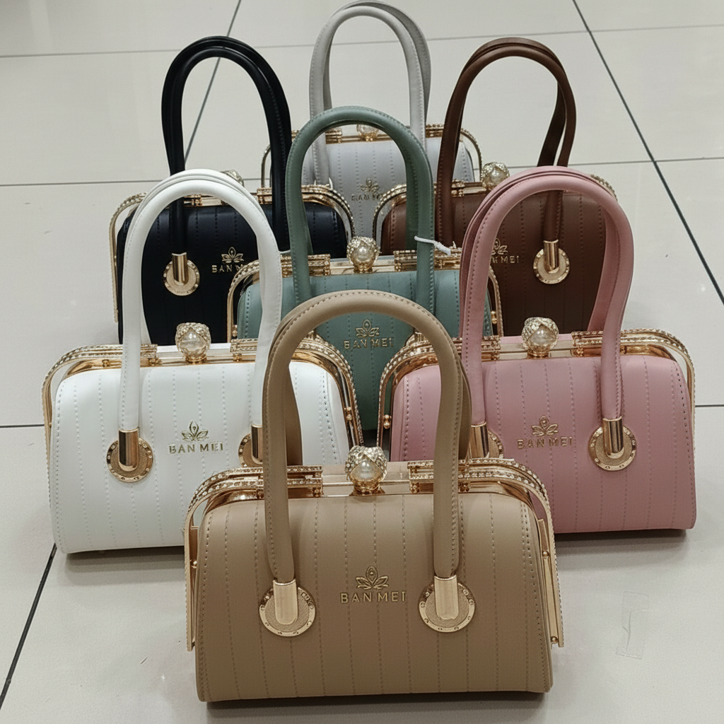 ELORE Gold-Frame Pleated Evening Bag