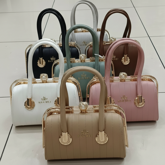 ELORE Gold-Frame Pleated Evening Bag