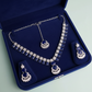 PJ-115 - Zircon Diamonds Mala Silver - Jewelry Set