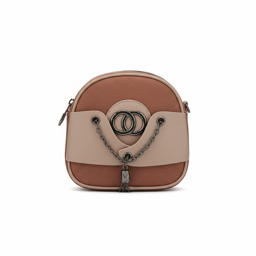 ELORE Luxury Mini Chain Lock Crossbody Bag – Premium Fabric & Vegan Leather Shoulder Bag for Women