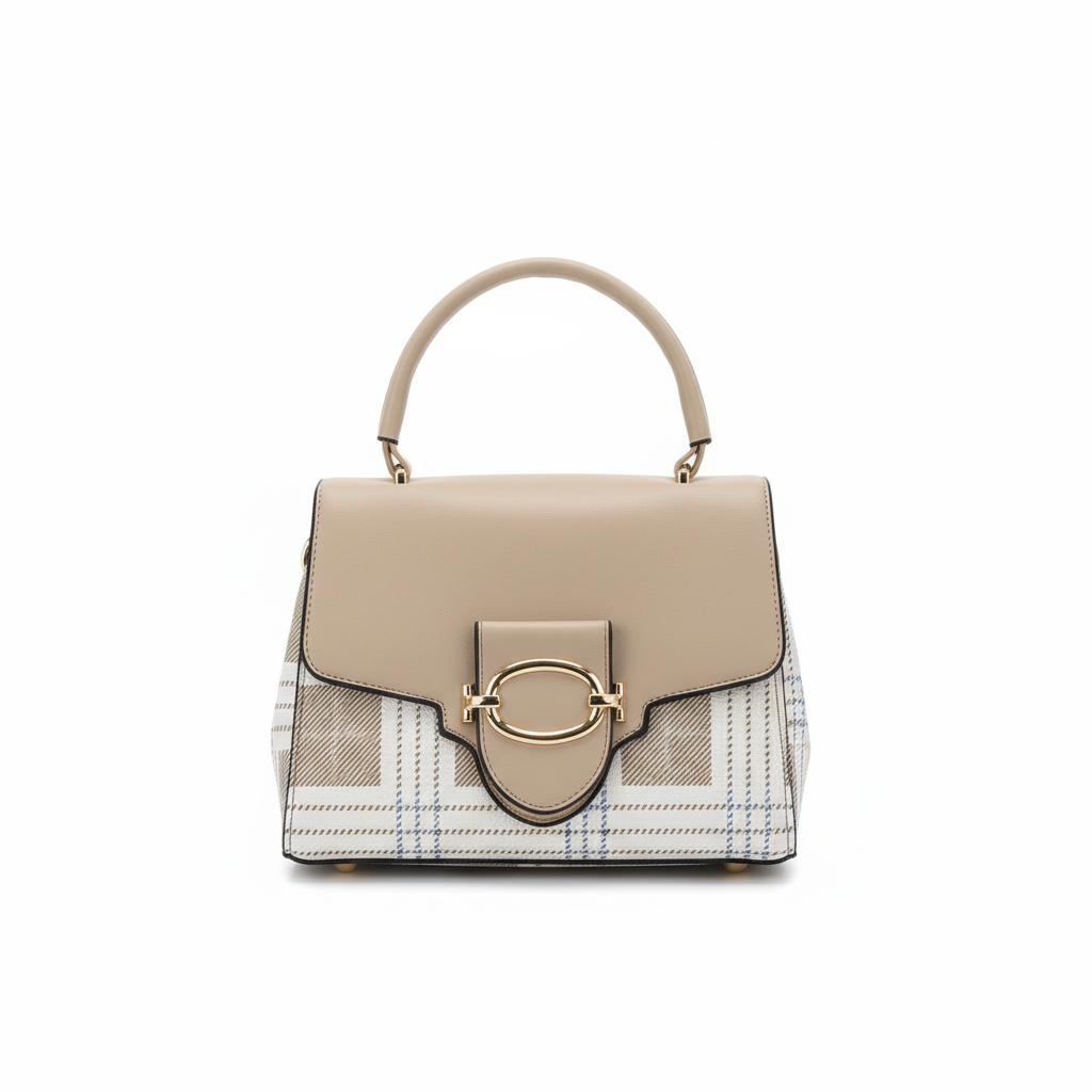 Checkered Mini Top Handle Handbag – ELORE Luxury Structured Purse for Women