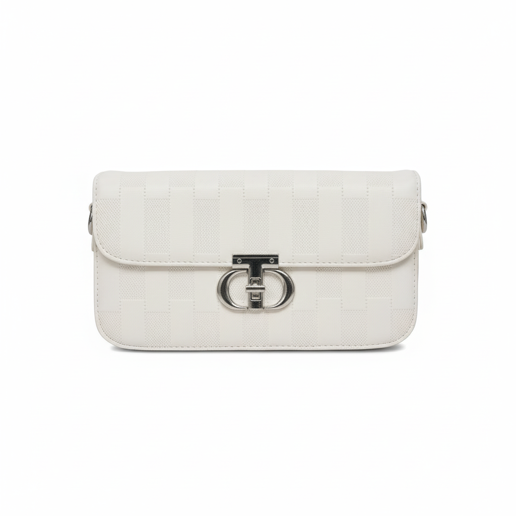 Striped Lock Shoulder Bag for Women