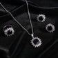 Black Natural Stone Silver - Jewelry Set Of 3