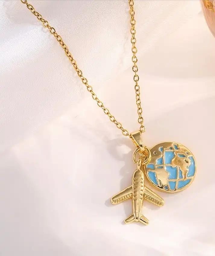 SS-11871-1- World Tour Plane Gold - Necklace
