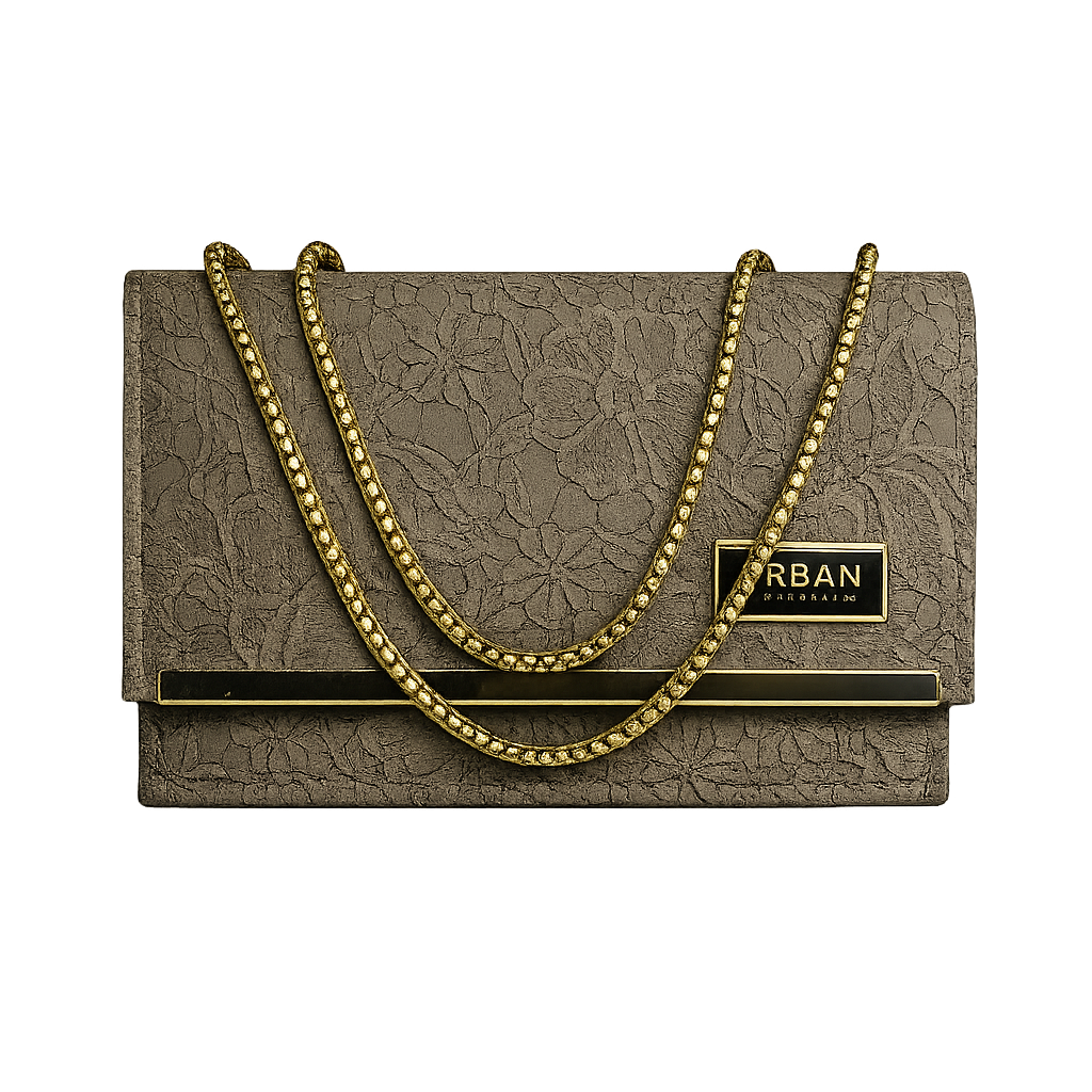 Peach Textured URBAN Clutch Elegant Chain Handbag for Women