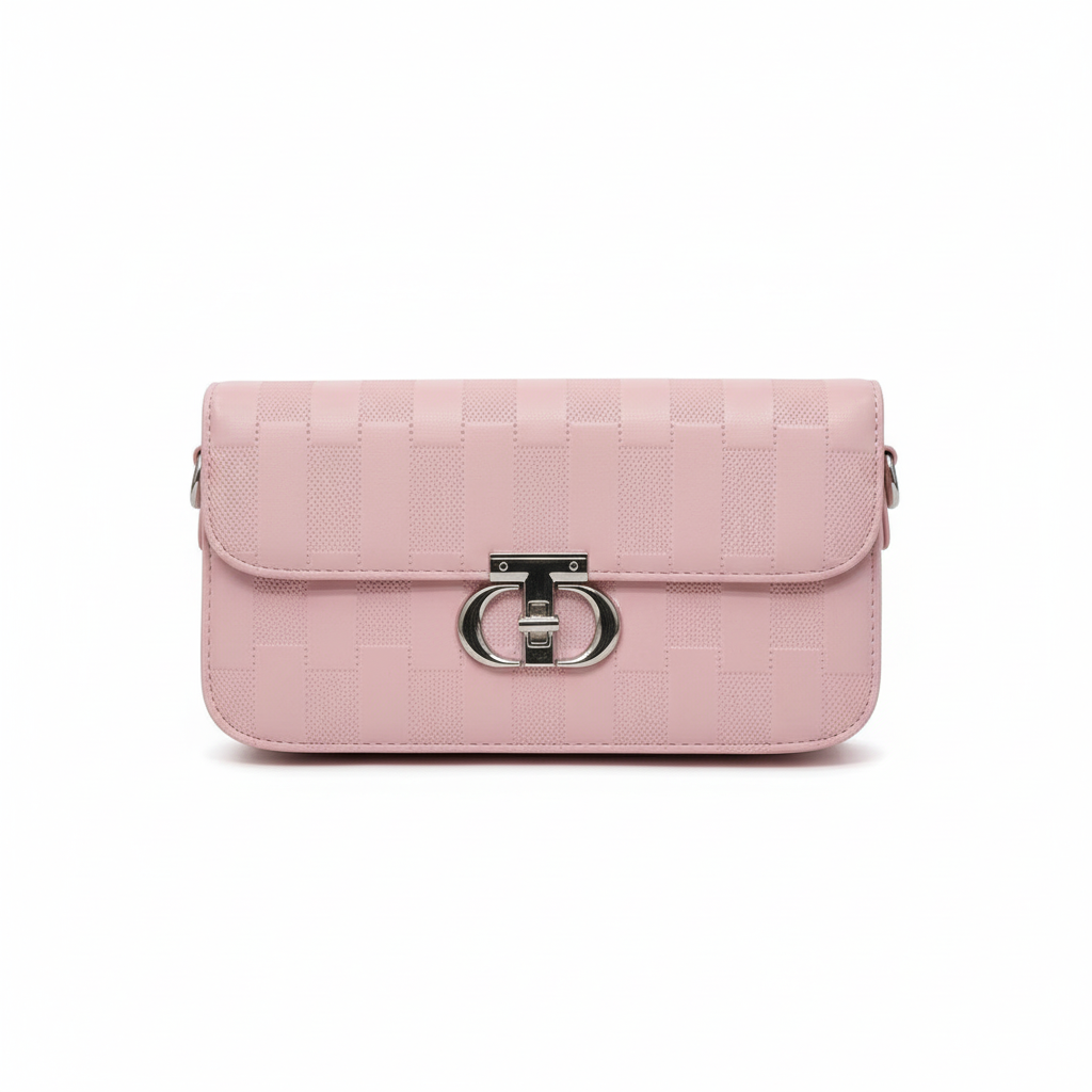 Striped Lock Shoulder Bag for Women