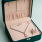 PJ-109 - Matte Pink Natural Stone Square Diamonds Silver - Jewelry Set Of 2