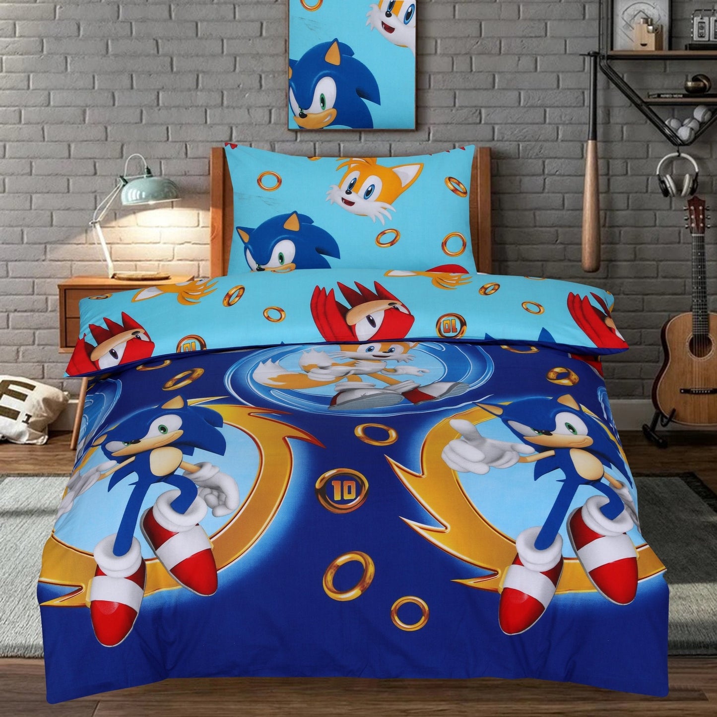 Blue Power, Big Dreams Sonic Kids Quilt Ready, set, sleep! - Elore