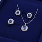 Navy Blue Natural Stone Silver - Jewelry Set Of 3