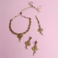 PJ-131- Premium Diamonds Pink & Gold Flowers - Jewelry Set