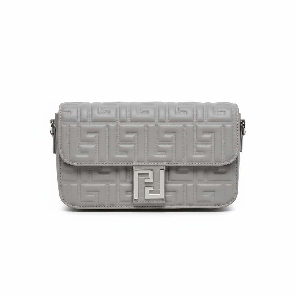 ELORE Luxury Monogram Textured Flap Shoulder Bag – Premium Vegan Leather Crossbody for Women