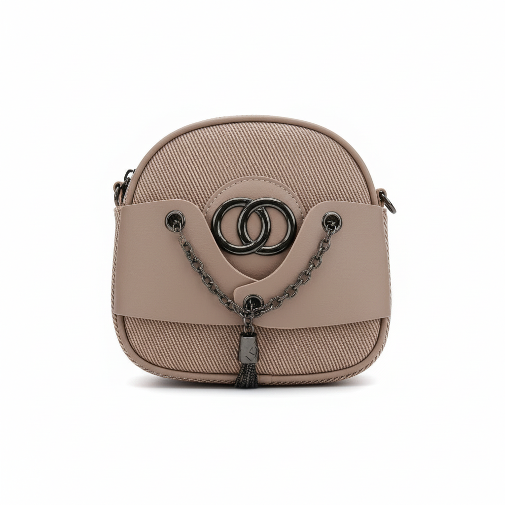 ELORE Luxury Mini Chain Lock Crossbody Bag – Premium Fabric & Vegan Leather Shoulder Bag for Women