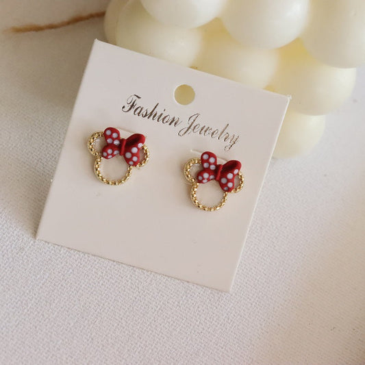 UNI-10089-1 - Minnie Mouse Polka Bow - Earring