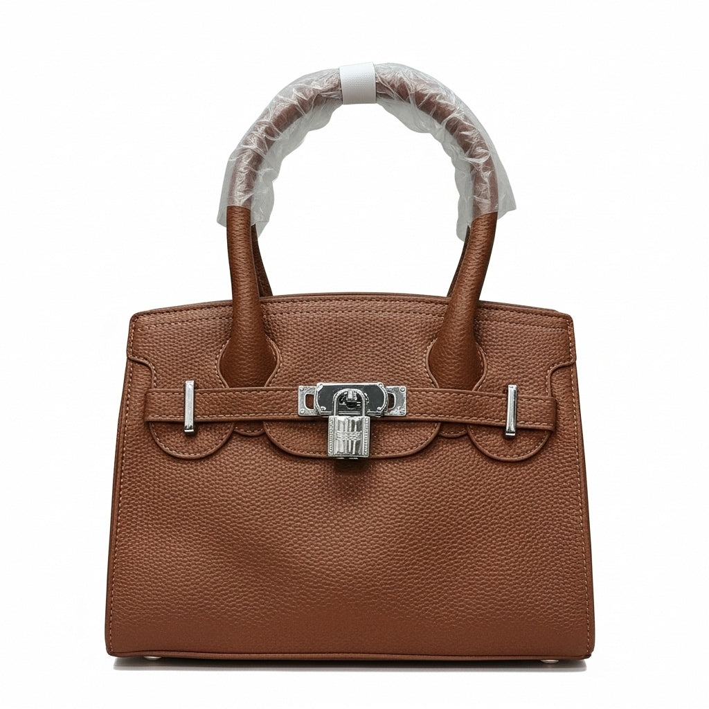 ELORE Luxury Lock Top Handle Handbag – Premium Textured Designer Ladies Bag for Women