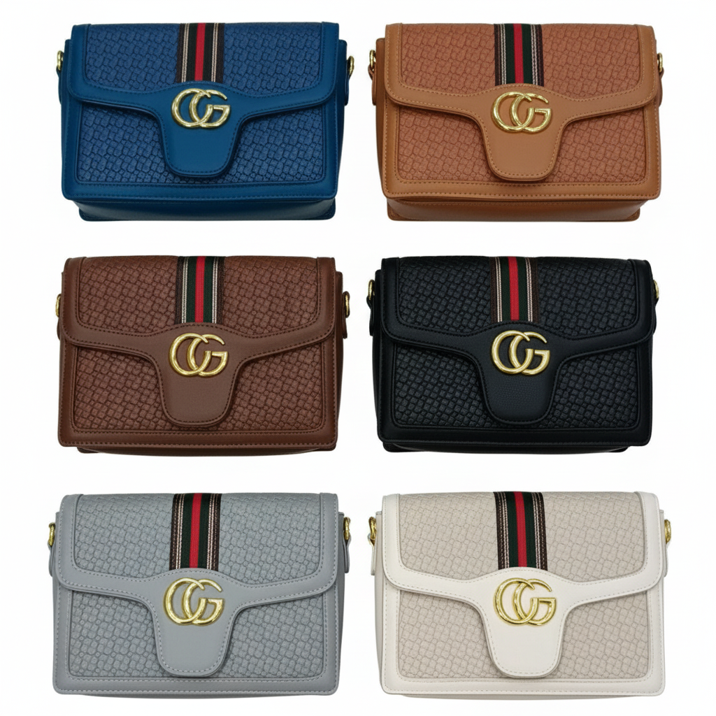 ELORE Luxury Stripe Textured Crossbody Bag – Premium Vegan Leather Designer Shoulder Bag for Women