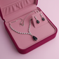 PJ-135 - Black Natural Stone Rain Drop Diamonds Silver - Jewelry Set Of 2