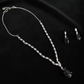 PJ-135 - Black Natural Stone Rain Drop Diamonds Silver - Jewelry Set Of 2