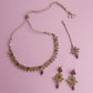 PJ-120 - Premium Gold Pearl & Diamonds Flowers - Jewelry Set