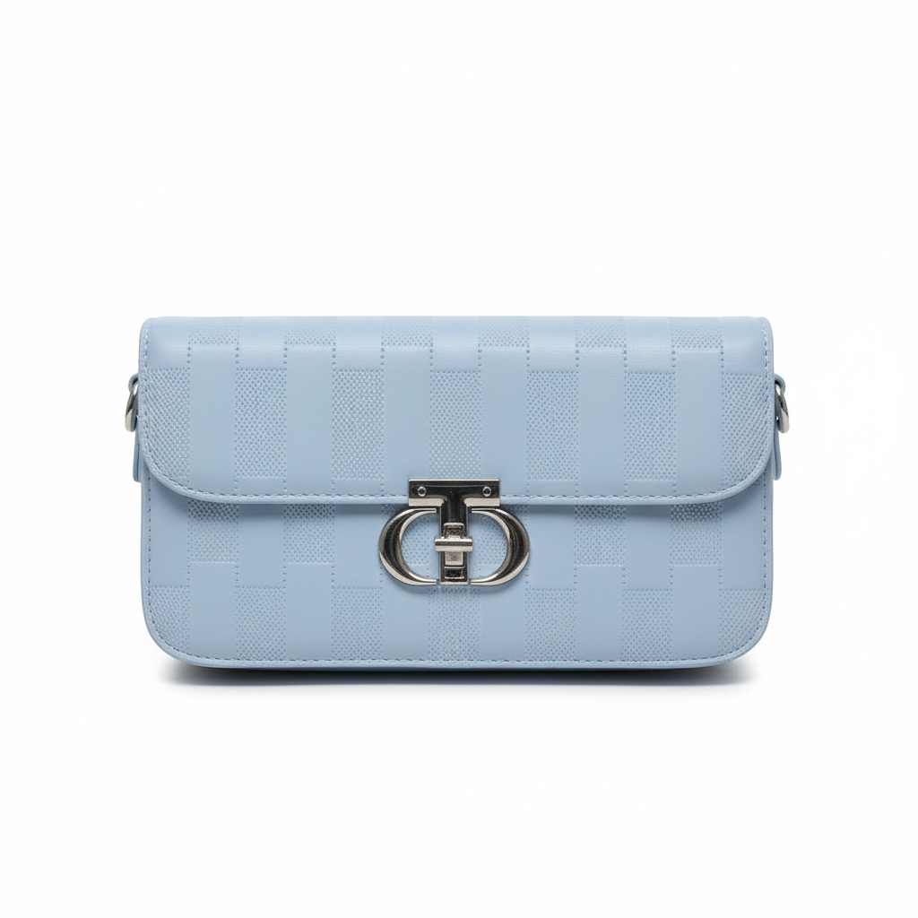 Striped Lock Shoulder Bag for Women