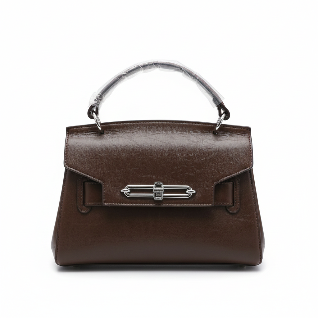 ELORE Luxury Metal Lock Top Handle Handbag – Premium Vegan Leather Women's Designer Bag