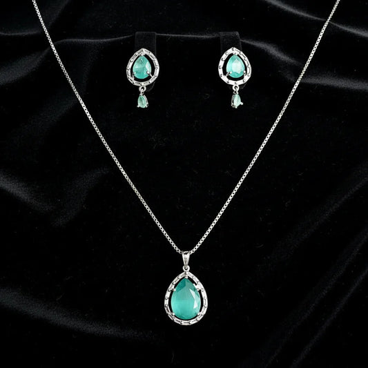 Turquoise Natural Stone Silver - Jewelry Set