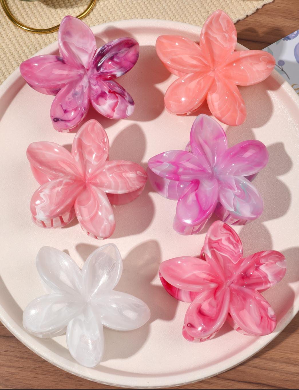 HC-112 - Lotus Flower Marbled - Hair Claw