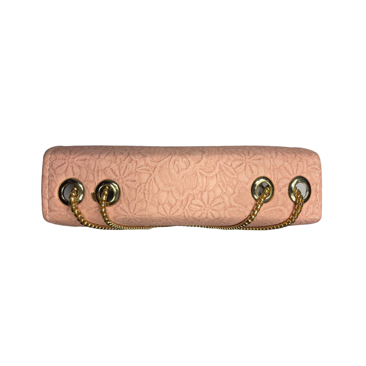 Peach Textured URBAN Clutch Elegant Chain Handbag for Women