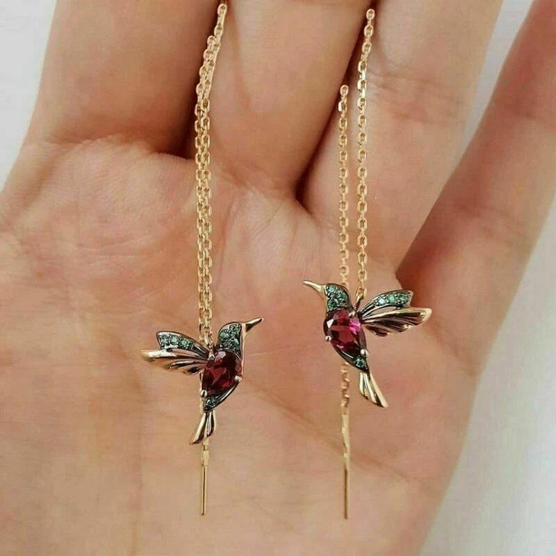 UNI-10104-1 - Red Bird Dangling - Earring