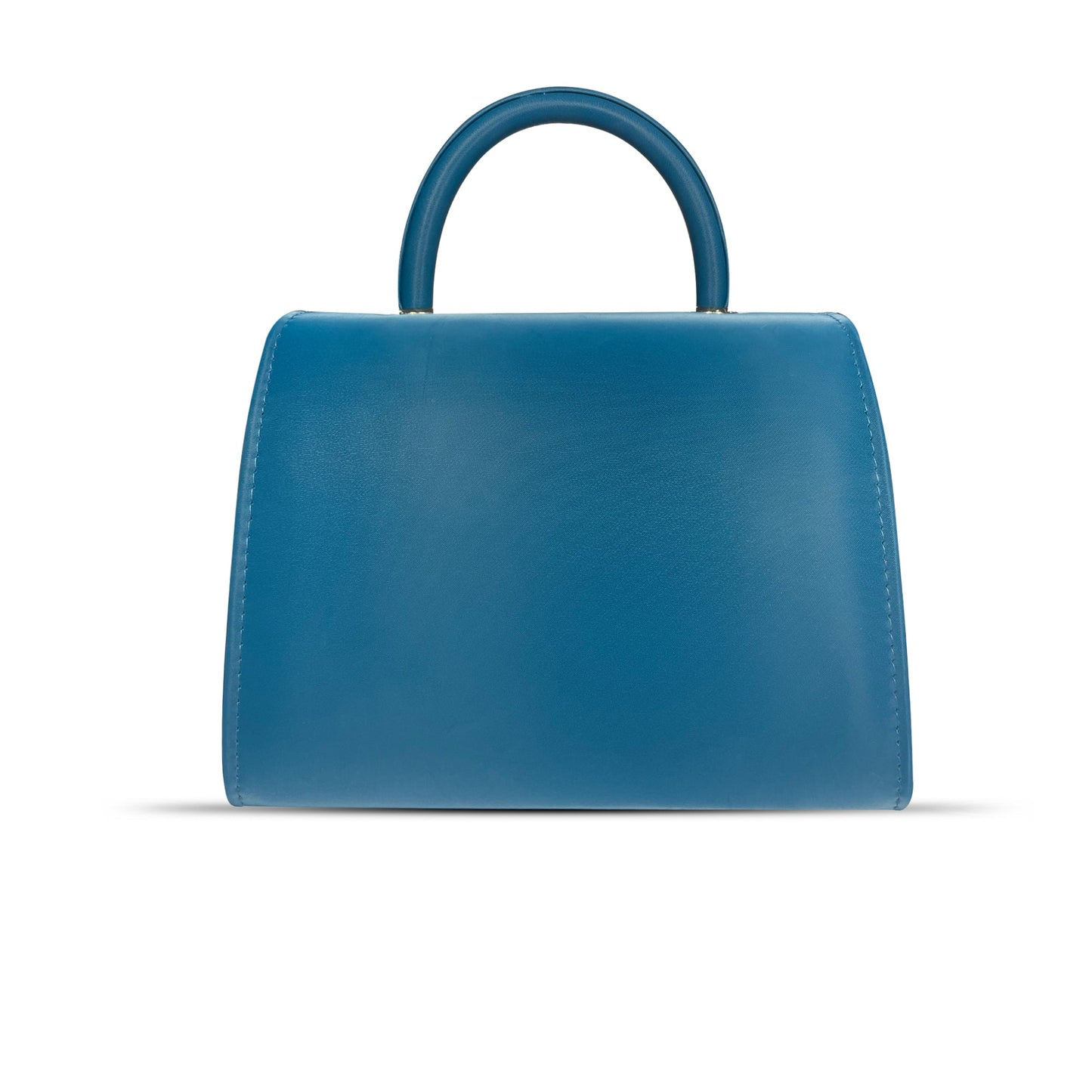 Blue Mini Top Handle Elegant Lock Detail Handbag for Women