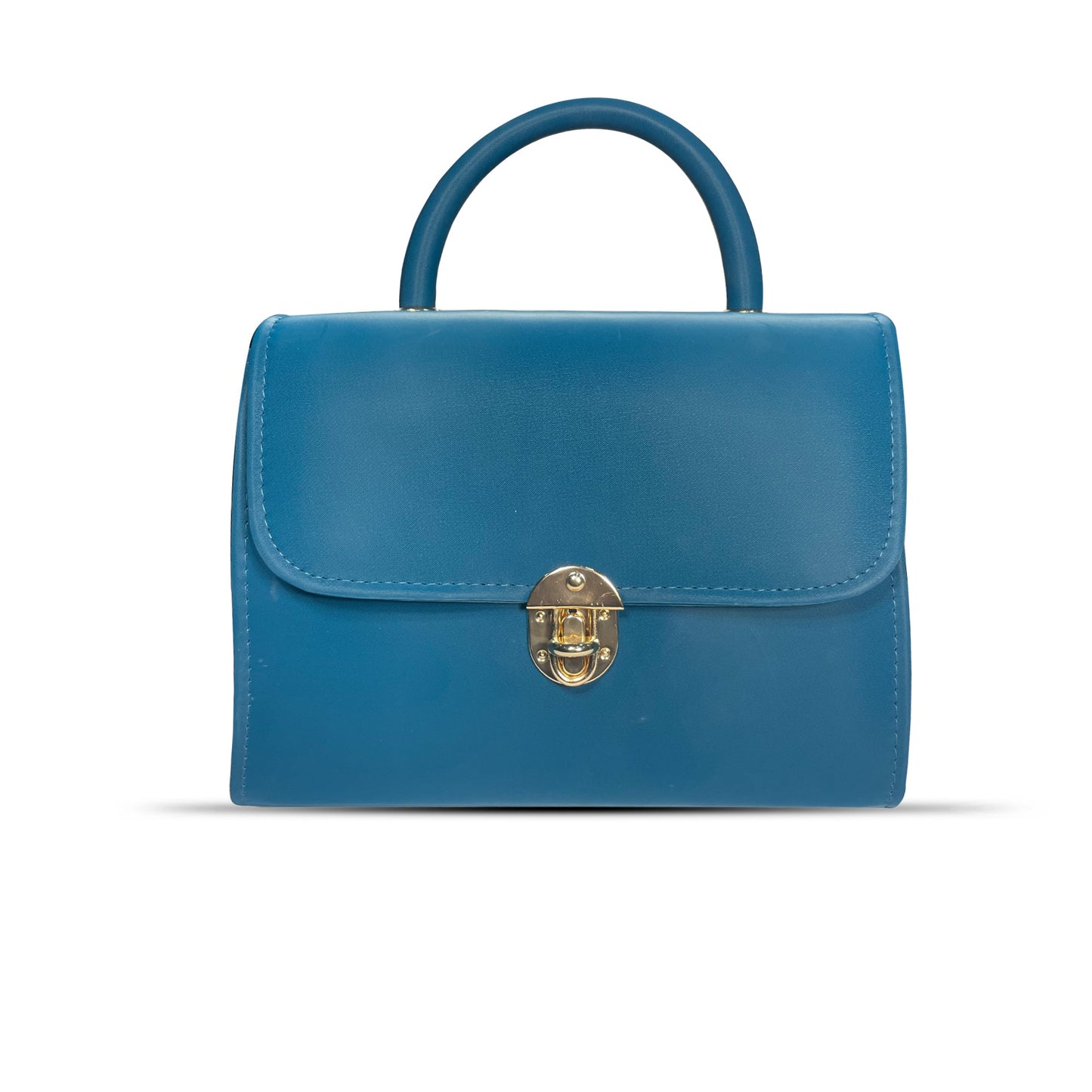 Blue Mini Top Handle Elegant Lock Detail Handbag for Women